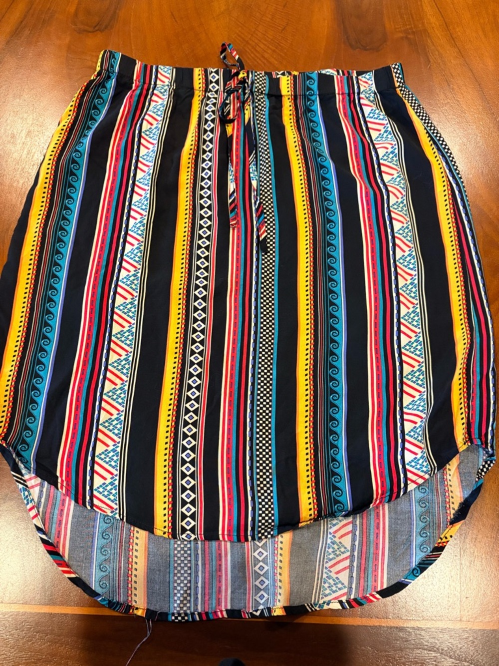 Women’s Black Multicolor Stripe Patterned Skirt, size XL - Picture 3 of 6